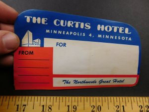 1930s-40s The Curtis Hotel, Minneapolis Art Deco Travel Luggage Label Sticker