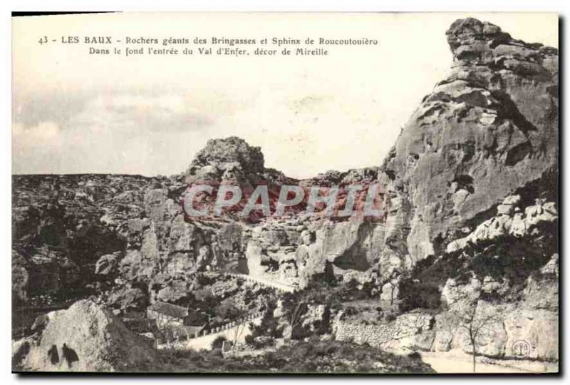 Old Postcard Les Baux Rock giants Bringasses and Sphinx Roucoutouiero in the ...