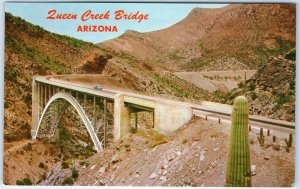 c1960s Btw Superior - Miami, AZ Queen Creek Bridge Greetings Hwy 60 & 70 PC A303