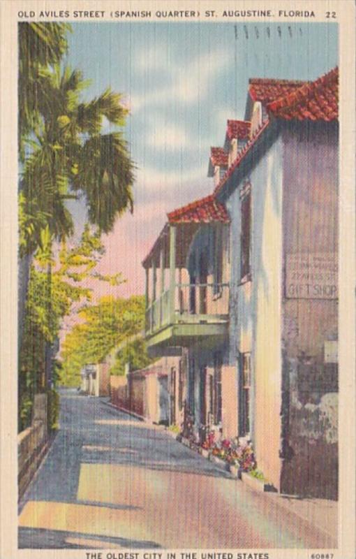 Florida St Augustine Old Aviles Street The Spanish Quarter 1939