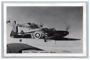 British Defiant Two-Seater Fighters Real Photo Postcard RPPC WJ Gray EKC