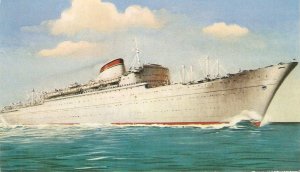 Ship. M/N Rossini, Verdi Vintage Italian postcard 1960s. Size 14 x 8 cms.