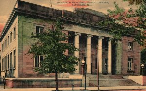 Vintage Postcard 1910's Danforth Memorial Public Library Paterson New Jersey NJ