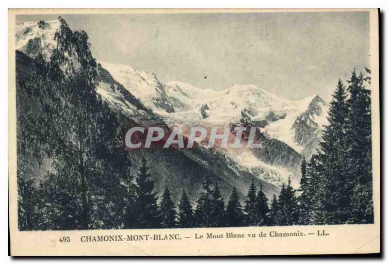 Old Postcard Chamonix Mont Blanc from Chamonix