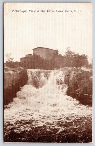Sioux Falls South Dakota~Waterfall Crashing Picturesque View~Bldg~c1910 Postcard