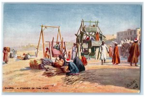 c1910 Swings Corner of Fair Cairo Picturesque Egypt Oilette Tuck Art Postcard 