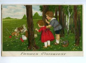 241010 EASTER Kids RABBIT Bunny UnSign EBNER Vintage postcard