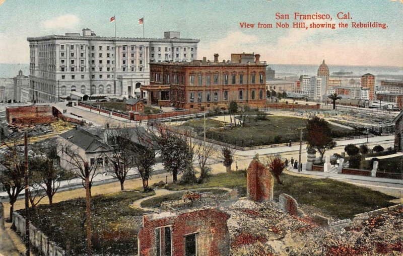 San Francisco, CA View from Nob Hill, 1906 Earthquake Damage Vintage Postcard