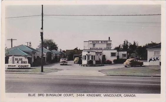 Canada British Columbia Vancouver Blue Bird Bungalow Court 1950 Real Photo RPPC