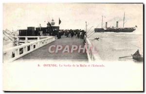 Old Postcard Ostend The exit of La Malle and The Boat boom