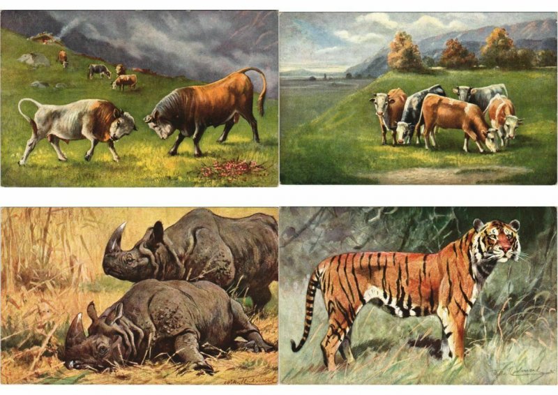 ANIMAUX ANIMALS Mostly ARTIST SIGNED ILLUSTRATEUR 60 CPA (L4538)