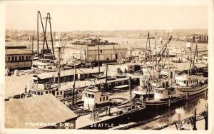 Seattle Washington Fishermans Dock Real Photo Antique Postcard K93610