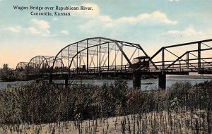 Wagon bridge over Republican River Concordia Kansas  