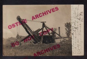 Ashkum ILLINOIS RPPC 1910 DREDGE Dredging STEAM SHOVEL nr Kankakee Gilman IL KB