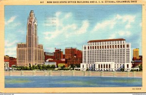 Ohio Columbus New Ohio State Office Building and A I U Citadel 1943 Curteich