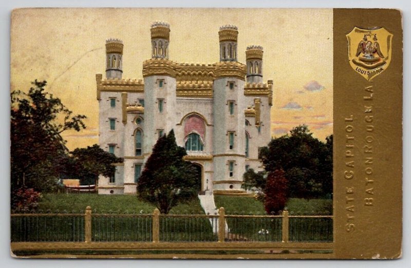 Baton Rouge LA State Capitol Louisiana Gilded Postcard C33