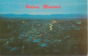 Helena, Montana Bird's Eye View at Twilight  Vintage Chrome Postcard Unused