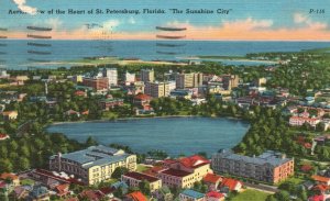 Vintage Postcard 1961 Aerial View The Sunshine City Heart Of St. Petersburg Fla.