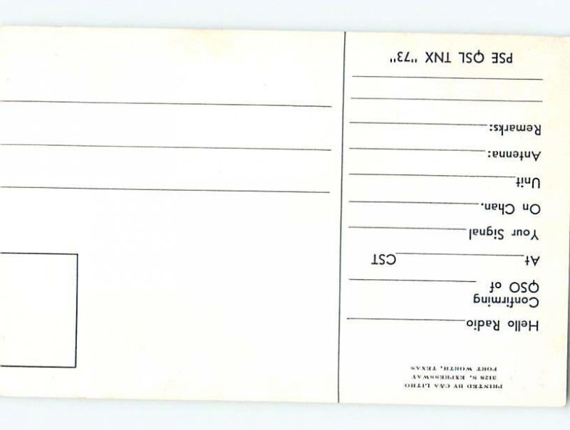 Pre-1980 RADIO CARD - CB HAM OR QSL Fort Worth Texas TX AH2839