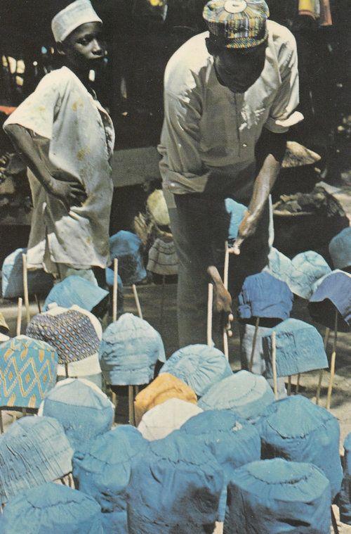 African Hat Maker in Nigeria Market Postcard