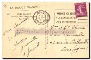 Old Postcard Juan Les Pins Bain De Soleil