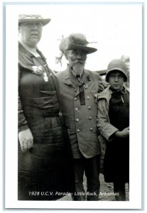 1928 UCV Parade Civil War Veteran W/Daughter Grand Daughter AR Reprint Postcard