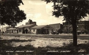 Abilene KS UP RR Train Station Depot Real Photo Postcard