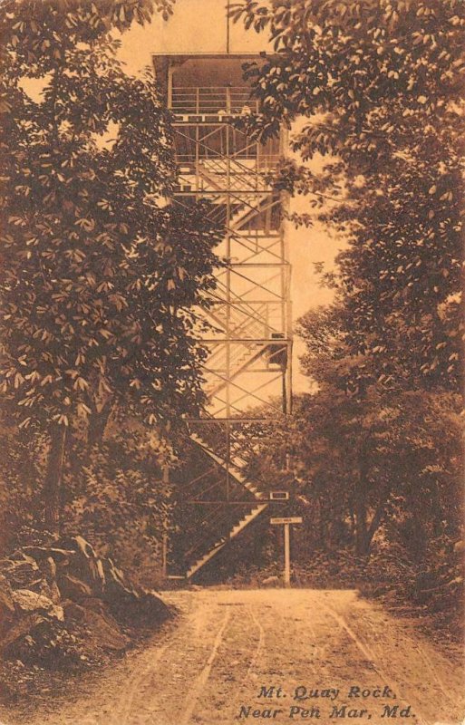PEN MAR, Maryland MD    MT QUAY ROCK~Observation Tower   1908 Sepia Postcard