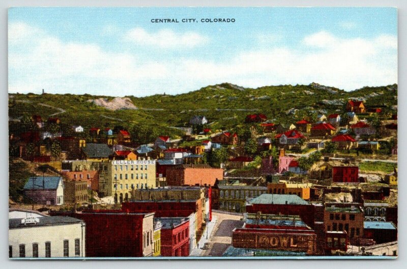 Central City Colorado~Birdseye View Overlooking City~Mountains Distance~1940s 