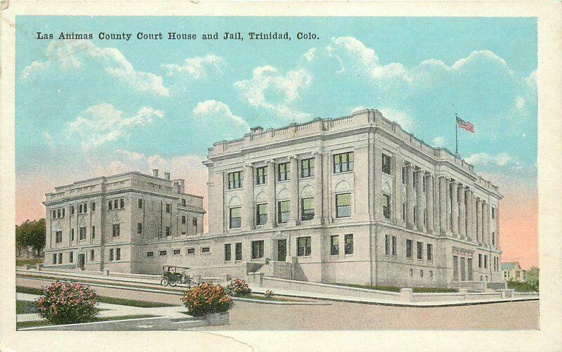 Jail Las Animas County Court House 1922 Postcard Trinidad Colorado Kress 4931