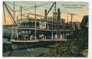 Paddle Steamer Alton Excursion Mississippi River 1911 postcard