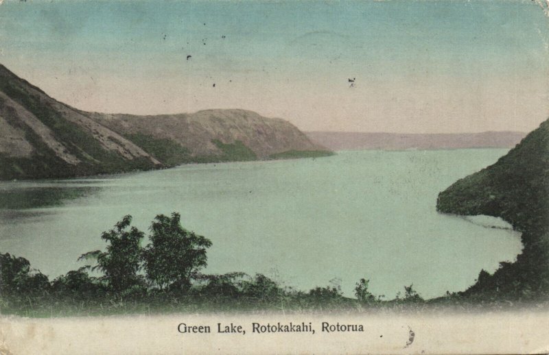 PC NEW ZEALAND, GREEN LAKE, ROTOKAKAHI, ROTORUA, Vintage Postcard (b43885)