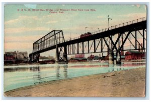 1908 O CB Street Ry Bridge Over Missouri River Iowa Side Omaha Nebraska Postcard