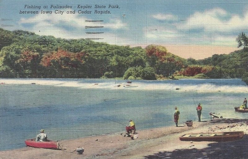 Postal de pesca en Palisades Kepler State Park entre lowa City Cedar Rapids 