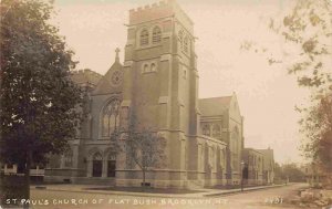 St Paul's Church Flatbush Brooklyn New York City 1913 RPPC Real Photo postcard