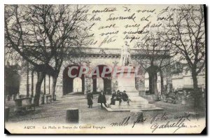 Old Postcard Auch Halle and General Spain Statue