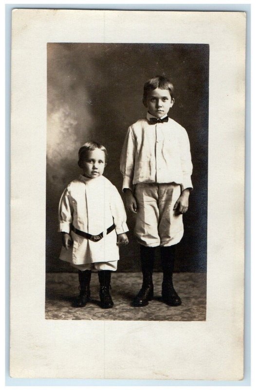 c1910's Boys Studio Portrait Garner Iowa IA RPPC Photo Posted Vintage Postcard