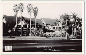 RPPC Del Mar, California HOTEL DEL MAR San Diego County Vintage Postcard 1940s