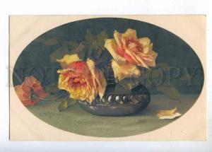 244481 Lovely ROSES in Vase by KLEIN Vintage Meissner Buch PC