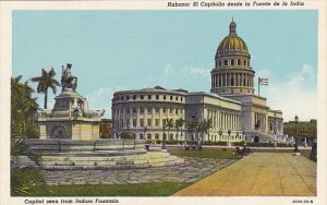 Cuba Havana Capitol Bilding Seen From Indian Fountain