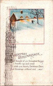 Snowy House Winter Scene Christmas Remembrance Postcard
