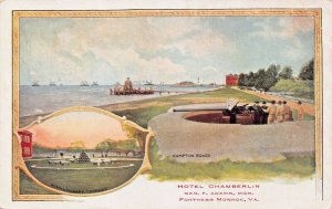 FORTRESS MONROE VA HOTEL CHAMBERLIN ARTILLERY SOLDIER MULTI IMAGE POSTCARD 1915