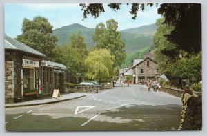 Postcard Grasmere England Broadgate Village Shops Cars 1970s Street View