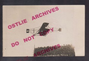 Fresno CALIFORNIA RPPC 1910 GLENN CURTISS Flying AIRPLANE Breaking SPEED RECORD