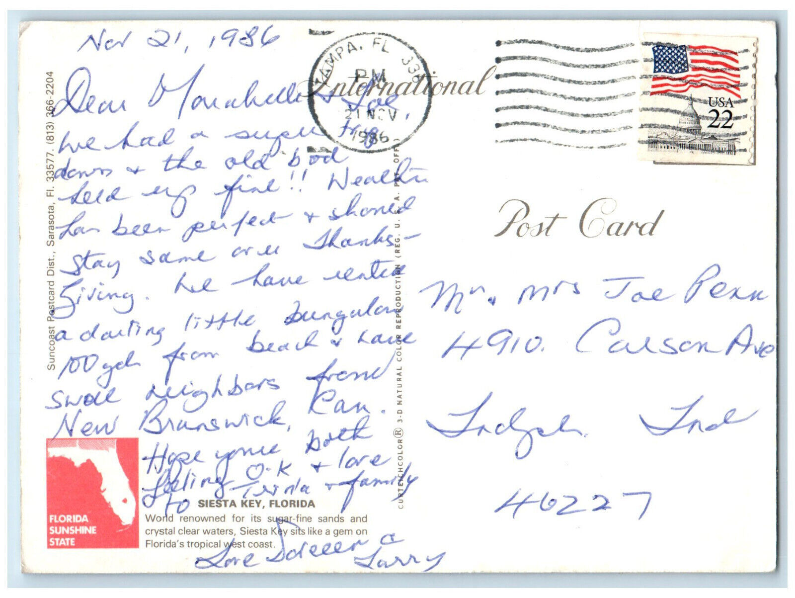 1986 Bird Beach Sea Aerial View Siesta Key Florida FL Multiview