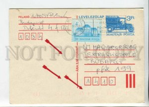 450487 HUNGARY 1991 Old Car special cancel POSTAL stationery printing error