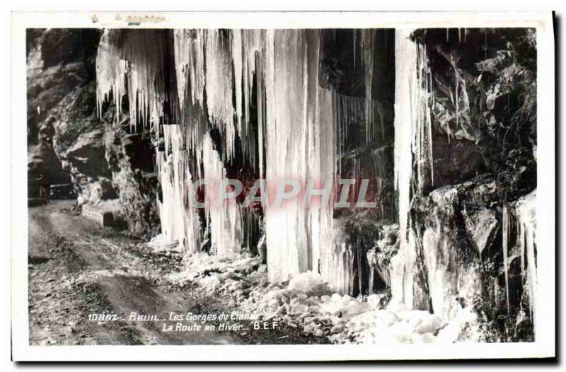 Old Postcard Beuil Les Cians gorge The winter road