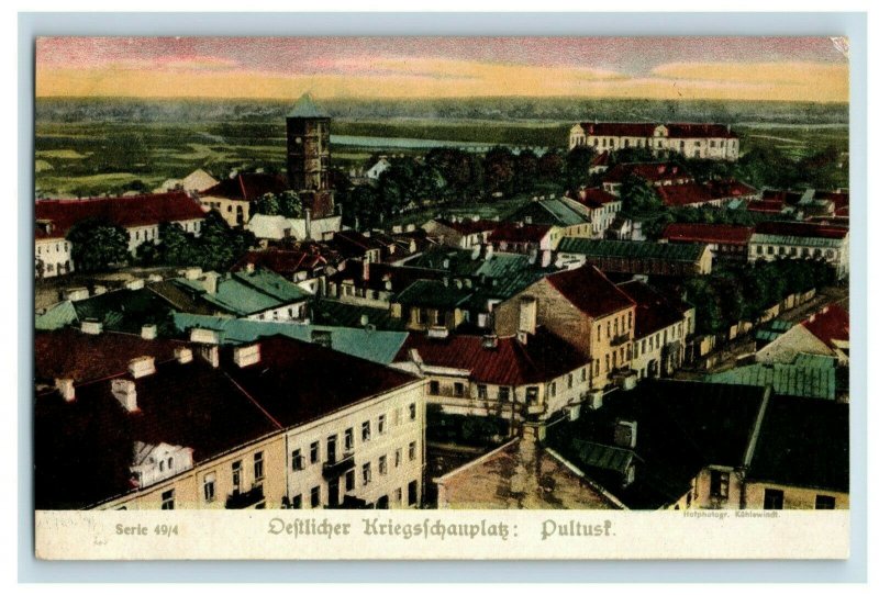 1914-16 WWI German Destlicher Kriegsschauplatz, Pultusf Bird's Eye Town View P21