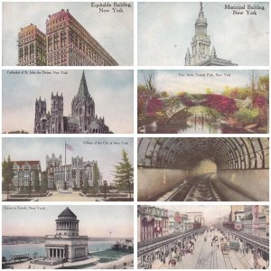 United States New York scenic lot of 8 vintage postcards