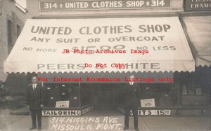 MT, Missoula, Montana, RPPC, Peers & White United Clothes Shop, Photo